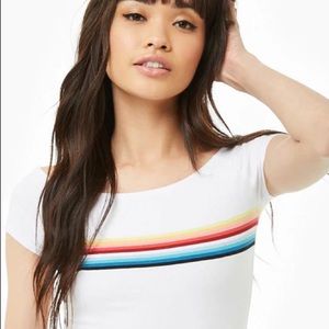 F21 colorful striped cropped shirt Polaroid stripe